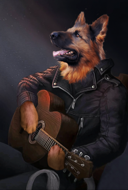 The Guitarist Custom Pet Portrait Digital Download - Noble Pawtrait
