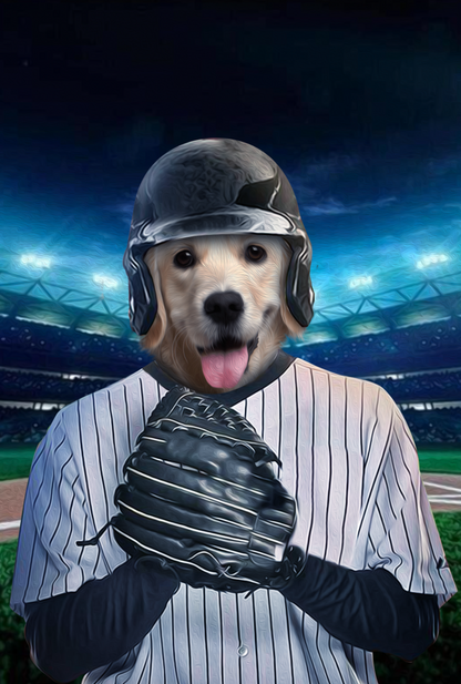 The Baseball Player Custom Pet Portrait - Noble Pawtrait
