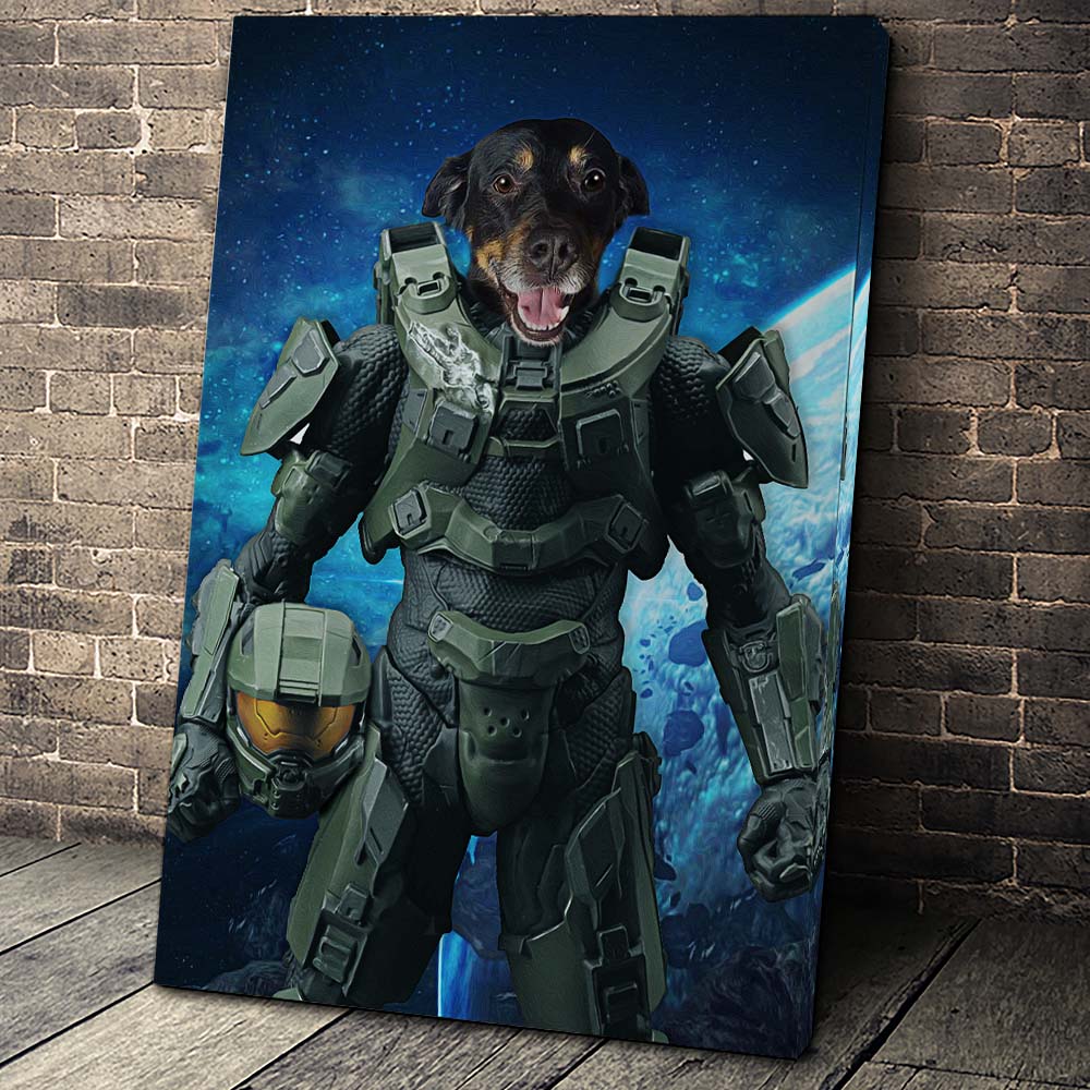 The Space Soldier Custom Pet Portrait Canvas - Noble Pawtrait