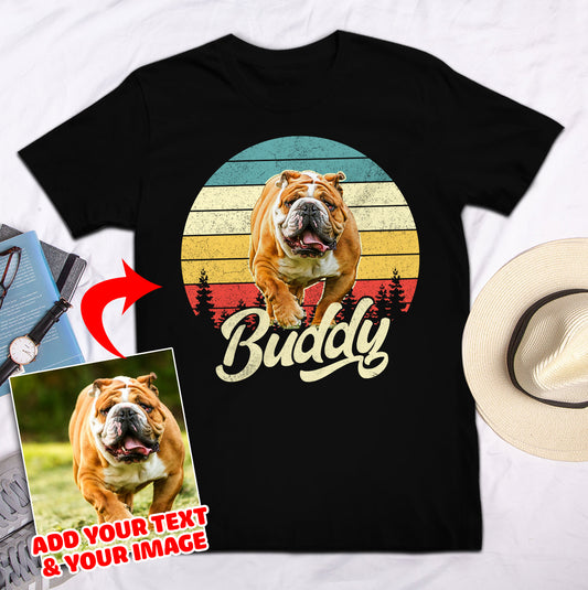 Vintage Sunset Custom Pet Unisex T-shirt - Noble Pawtrait