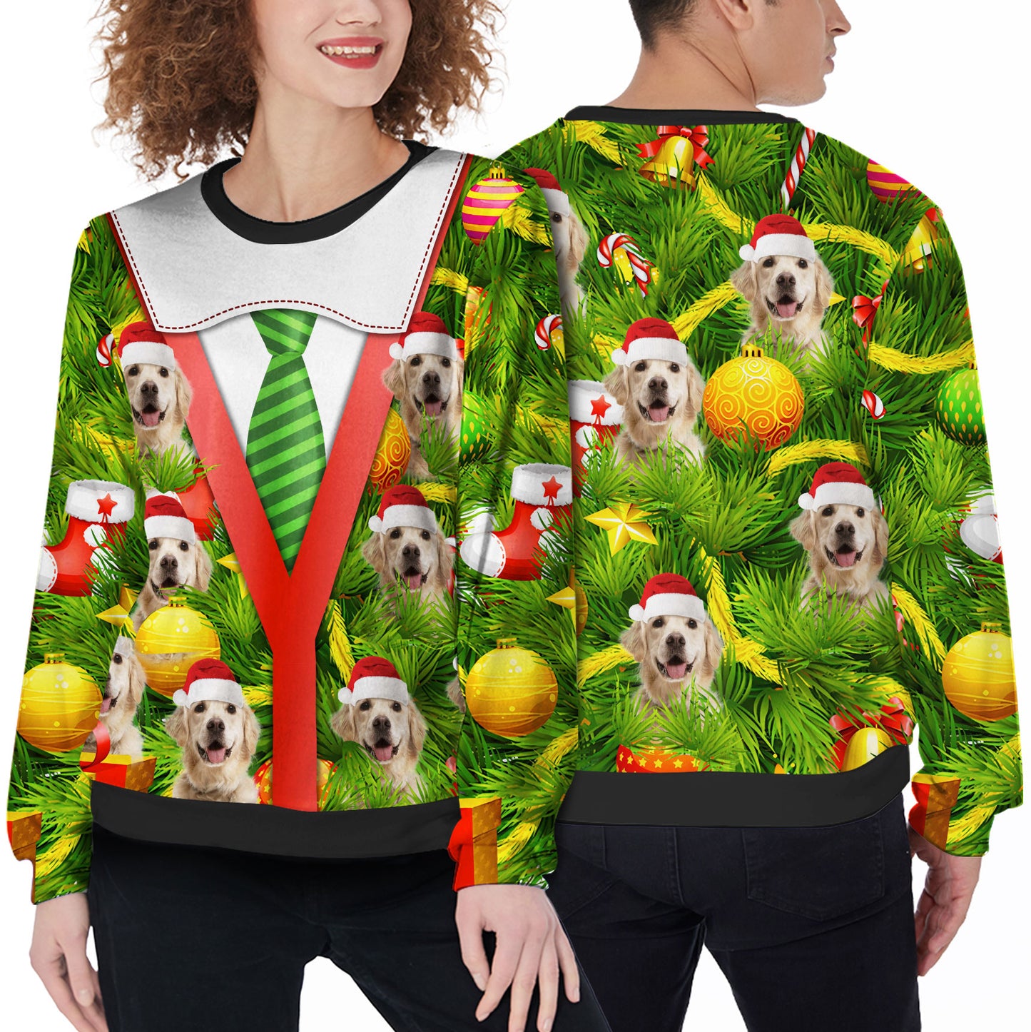 Ugly Sweater All Over Print Custom Funny Christmas Tree (Green Color)