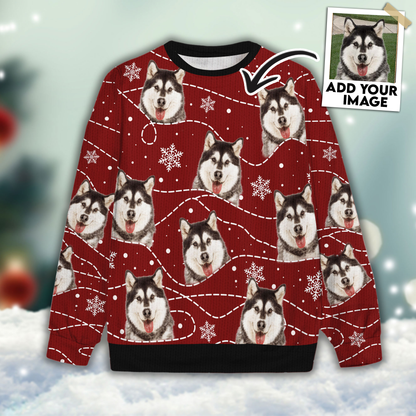 Ugly Sweater All Over Print Custom Funny Snow And Line (Wine Color)