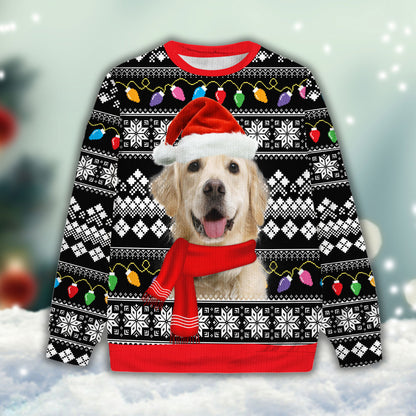 Ugly Sweater All Over Print Custom Funny Christmas Light Pattern (Black Color)