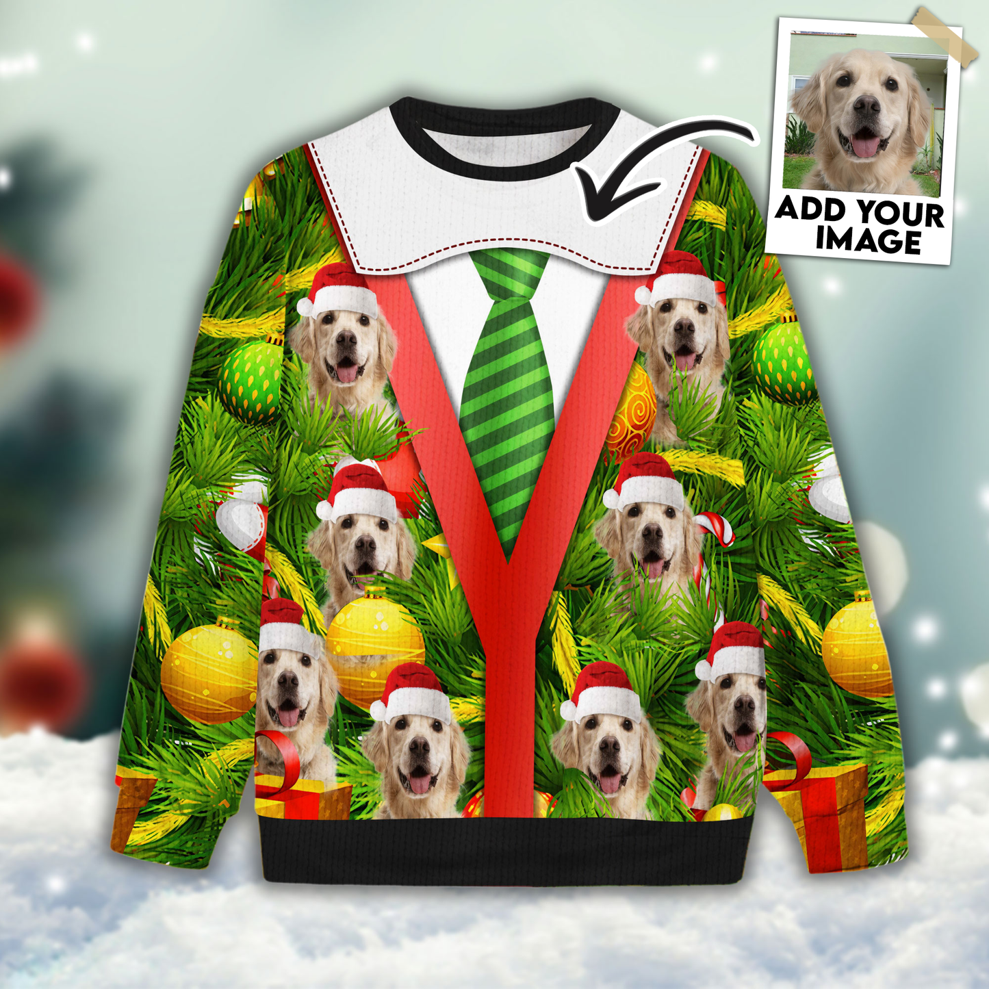 Ugly Sweater All Over Print Custom Funny Christmas Tree (Green Color)