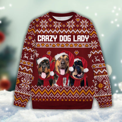 Ugly Sweater All Over Print Custom Crazy Dog Lady (Rosewood Color)