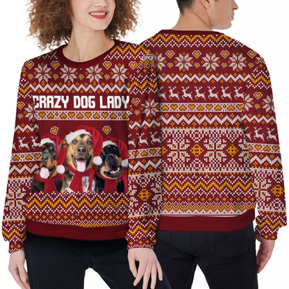 Ugly Sweater All Over Print Custom Crazy Dog Lady (Rosewood Color)