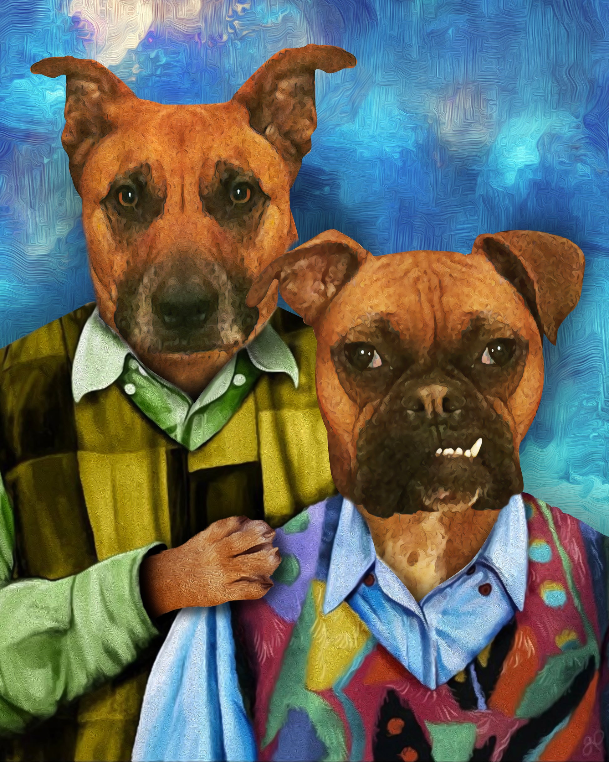The Brothers Custom Pet Portrait Canvas - Noble Pawtrait