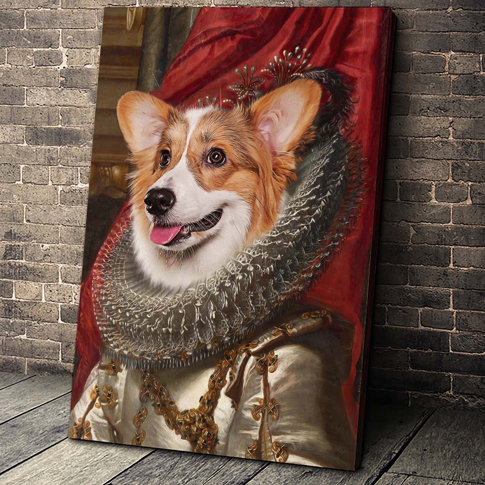 The Crown Princess Custom Pet Portrait Canvas - Noble Pawtrait