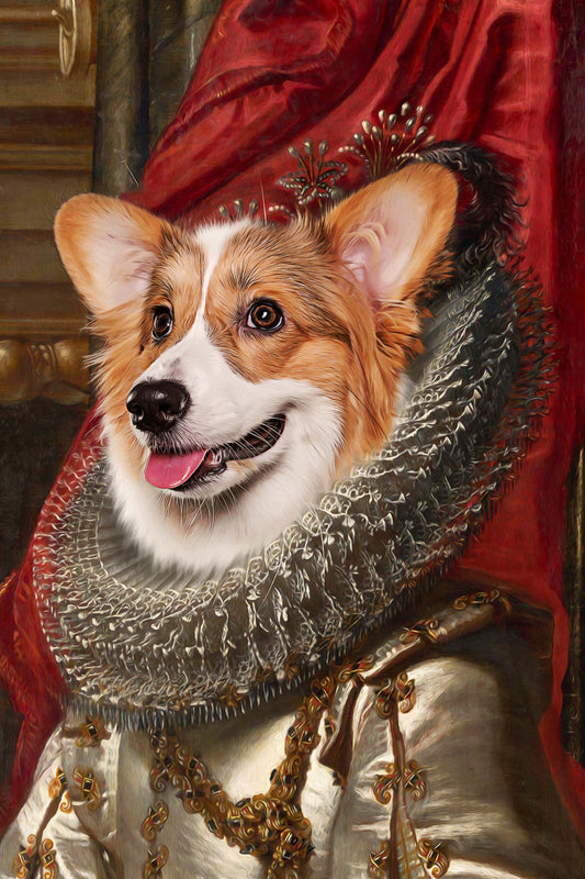 The Crown Princess Custom Pet Portrait Digital Download - Noble Pawtrait