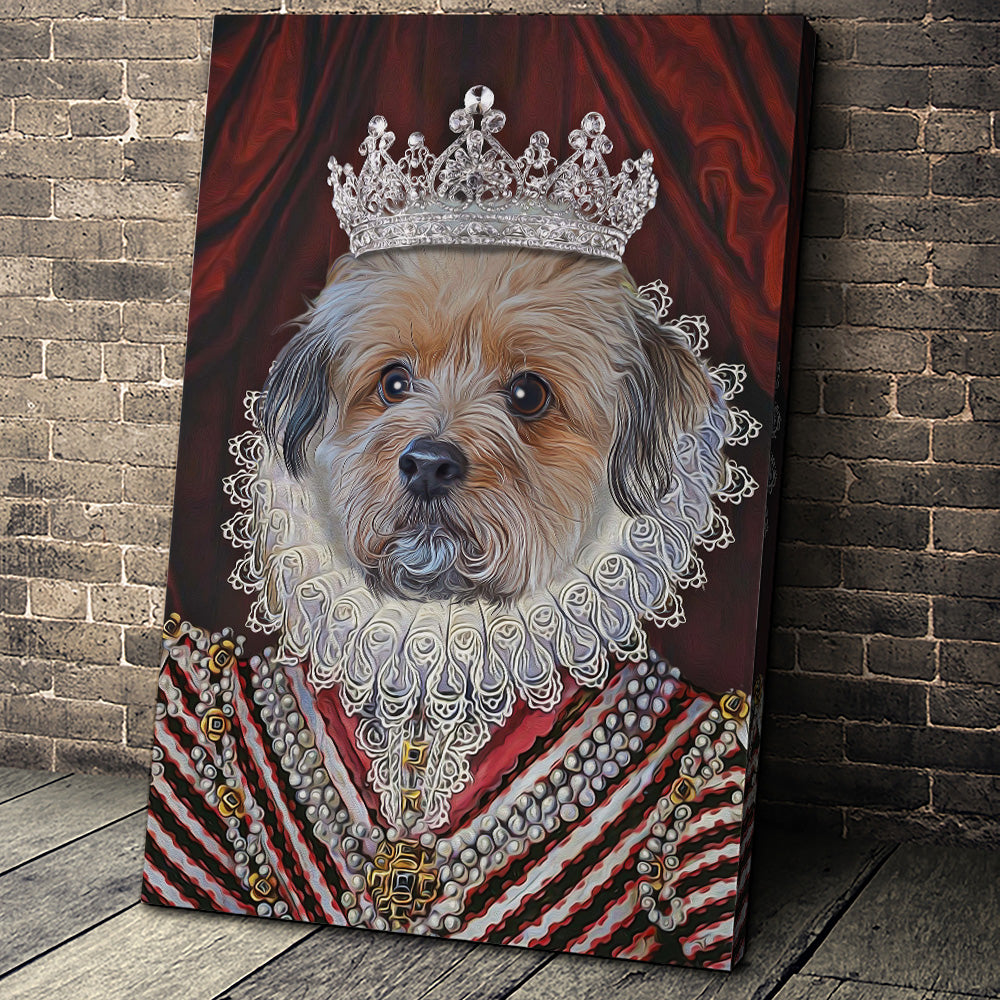 The Diamond Queen Custom Pet Portrait Canvas - Noble Pawtrait