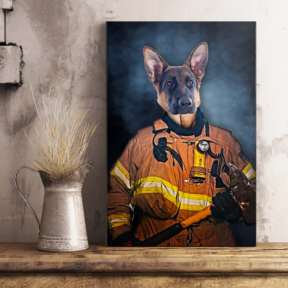 The Firefighter Custom Pet Portrait Poster - Noble Pawtrait