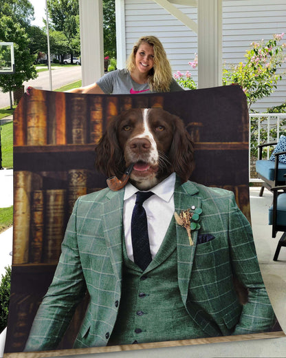 The Gentleman Custom Pet Blanket - Noble Pawtrait