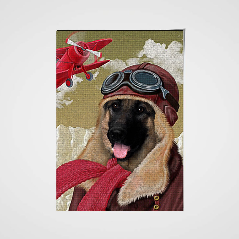 The Old School Pilot Custom Pet Portrait Poster - Noble Pawtrait