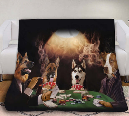 The Poker Players Custom Pet Blanket - Noble Pawtrait