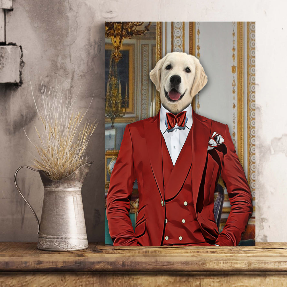 The Red Suit Custom Pet Portrait Poster - Noble Pawtrait