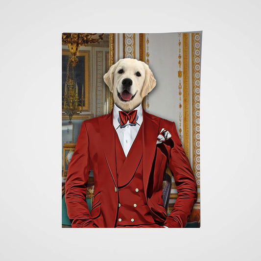 The Red Suit Custom Pet Portrait Poster - Noble Pawtrait