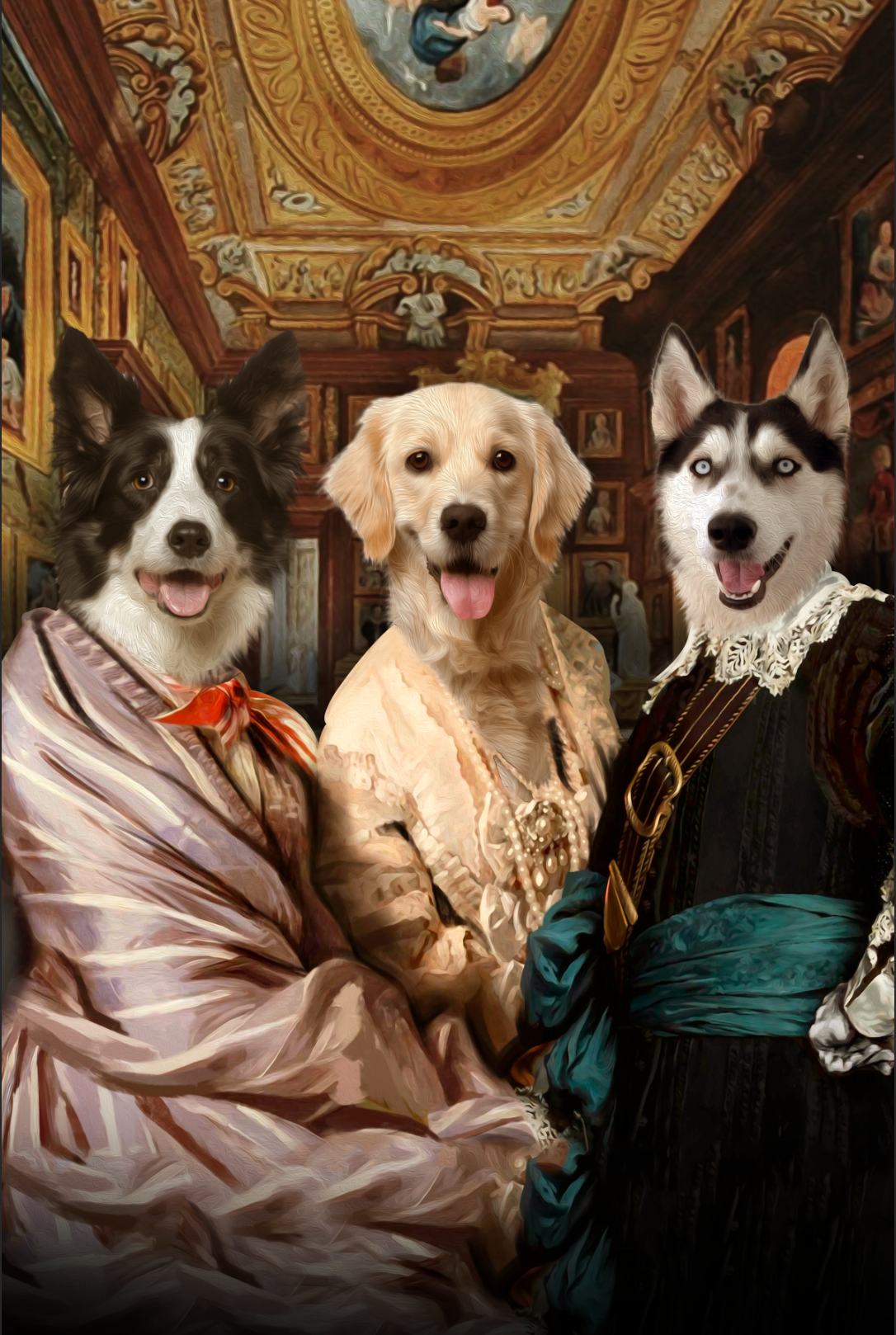 The Triplet Custom Pet Portrait Digital Download - Noble Pawtrait