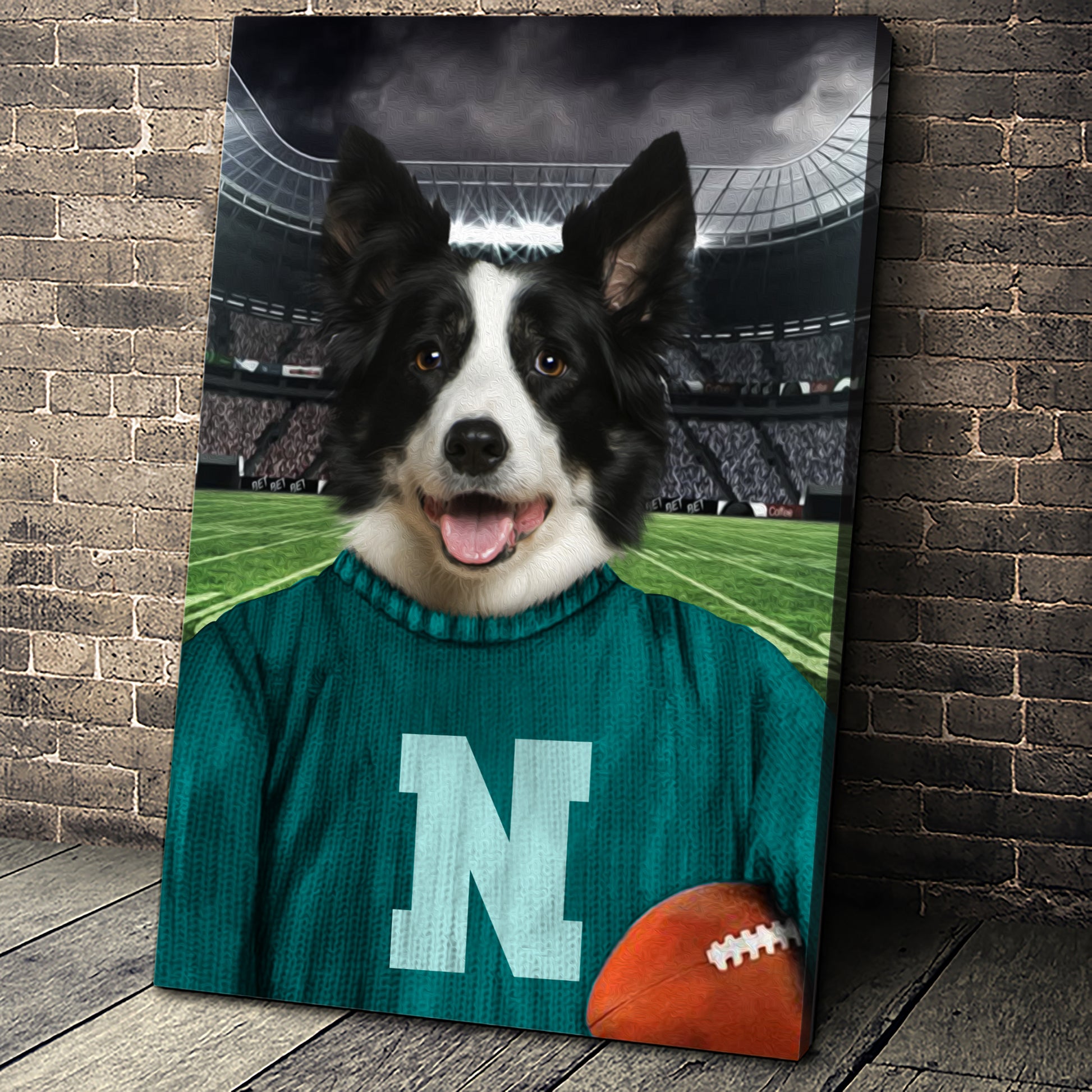 The Vintage Footballer Custom Canvas Pet Portrait - Noble Pawtrait