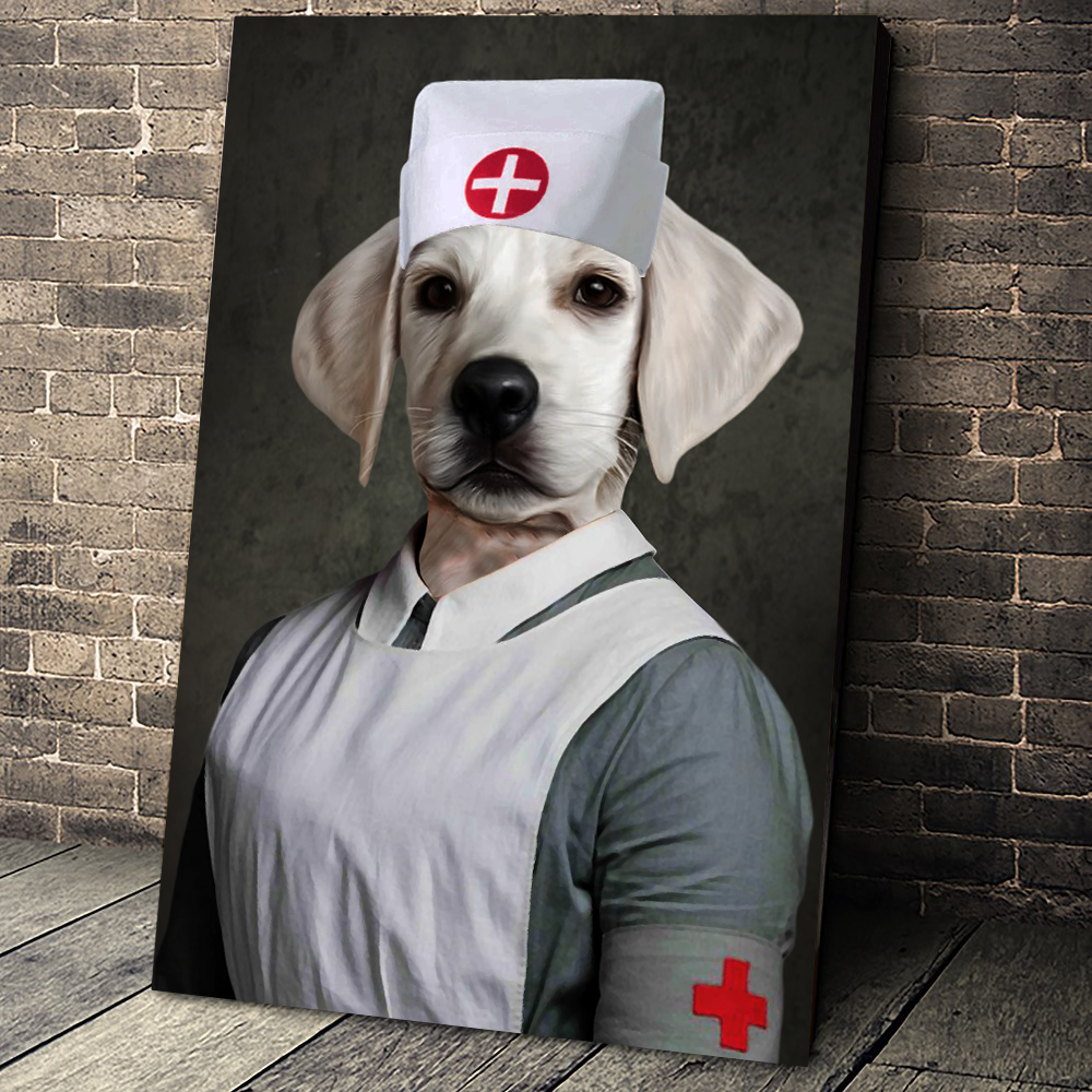The Nurse Custom Pet Portrait Canvas - Noble Pawtrait
