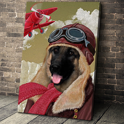 The Old School Pilot Custom Pet Portrait Canvas - Noble Pawtrait
