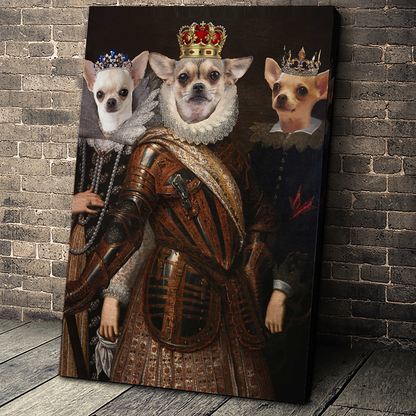 The Trio Custom Pet Portrait - Noble Pawtrait