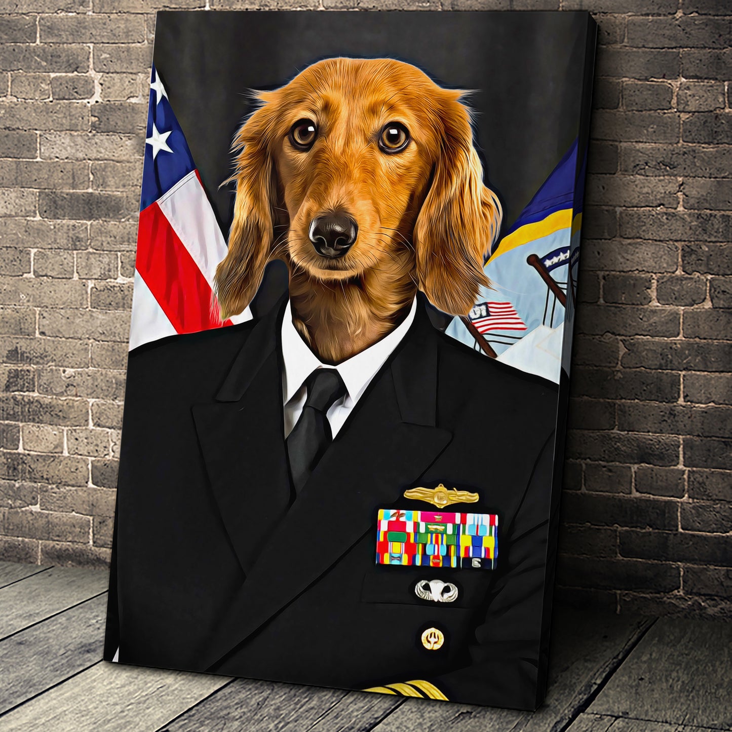 The US Navy Custom Pet Portrait Canvas - Noble Pawtrait