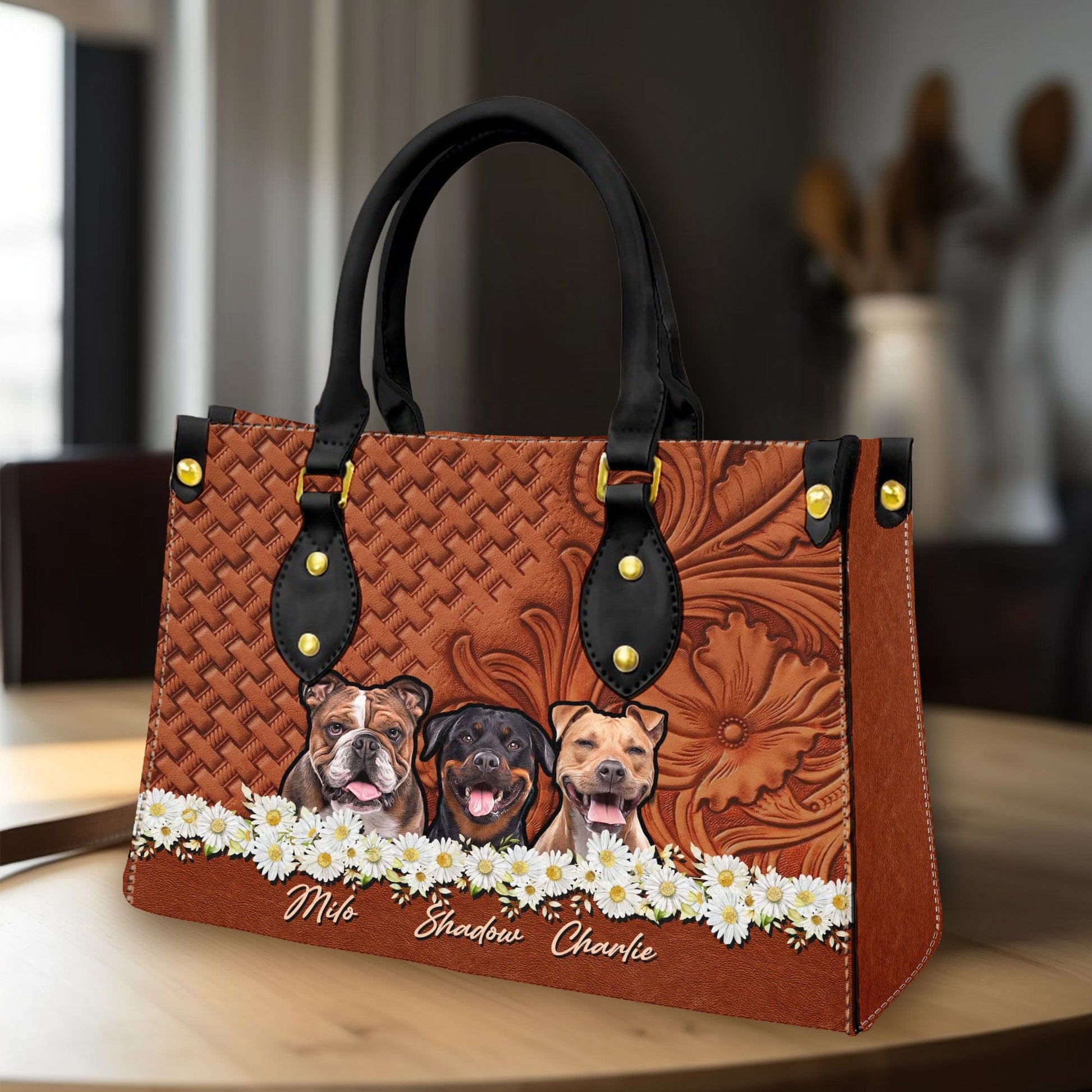 Dog Mom Personalized Leather Bag