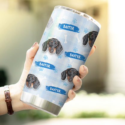 Custom Multi Pets Bone And Paw Pattern 20oz Personalized Tumbler (Blue Color)