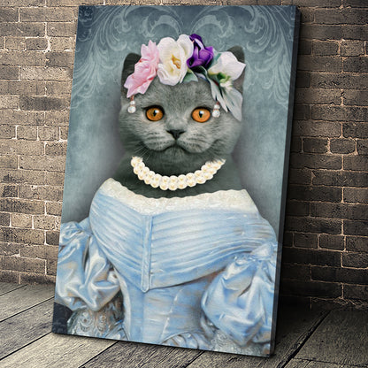 The Lady in Blue Custom Pet Portrait Canvas - Noble Pawtrait