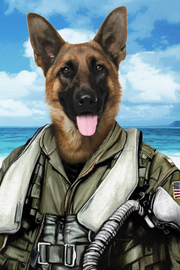 The Pilot Custom Pet Portrait Canvas - Noble Pawtrait