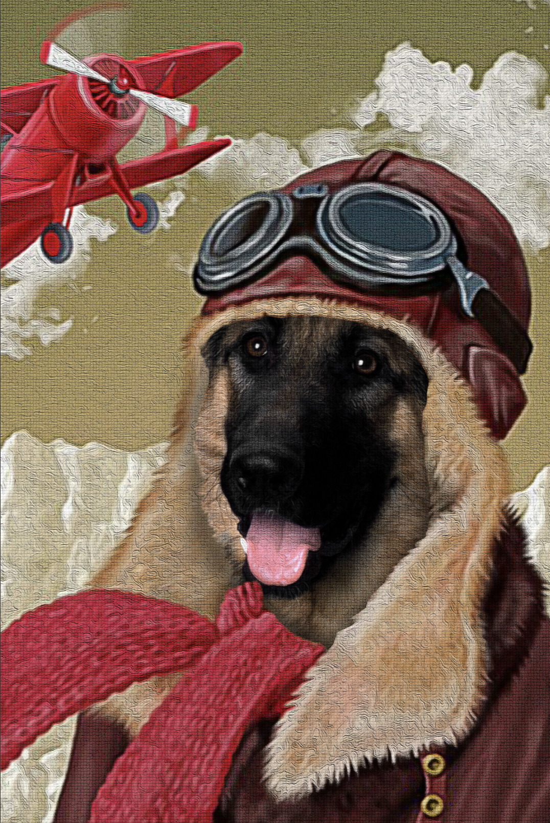 The Old School Pilot Custom Pet Portrait Canvas - Noble Pawtrait