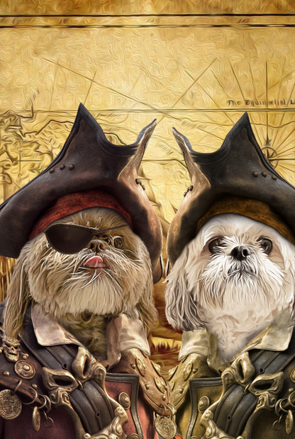 The Duo Pirates Custom Pet Portrait Canvas - Noble Pawtrait