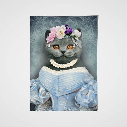 The Lady in Blue Custom Pet Portrait Poster - Noble Pawtrait