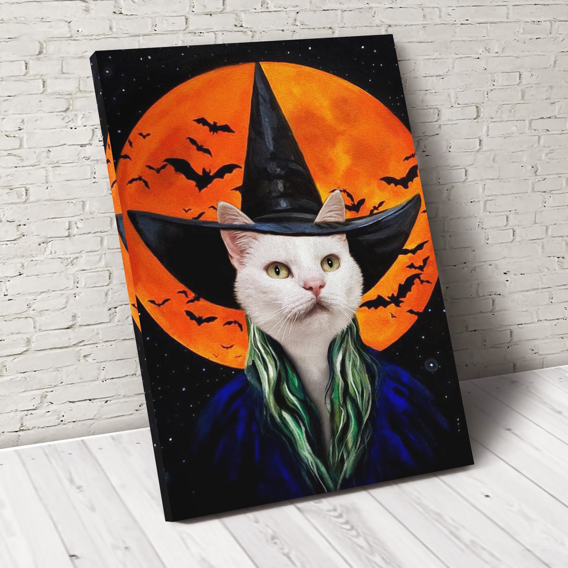 The Bloodmoon Witch Custom Pet Portrait Canvas - Noble Pawtrait