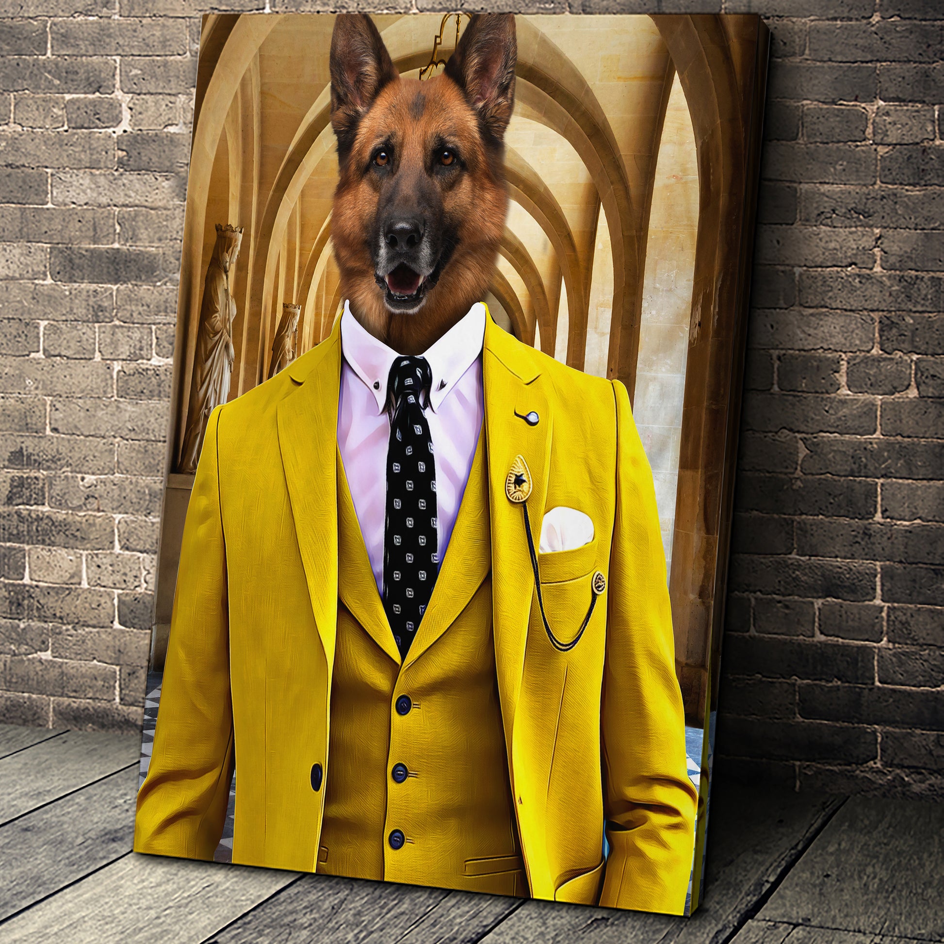 The Yellow Suit Custom Pet Portrait - Noble Pawtrait